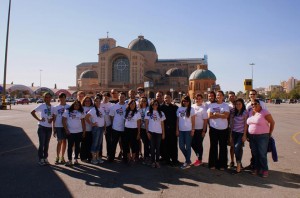 Durante la peregrinación al Santuario de Aparecida.